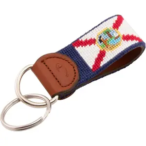 Leather Hand-Stitched Needlepoint Key Fob or Key Chain