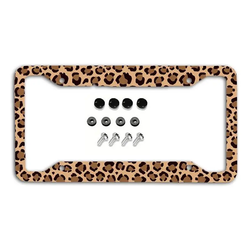 Leopard Print License Plate Frame, 1 Count Creative Design License Plate Frame, Universal Decorative Accessories for Car, Men Gifts, Car Exterior Acce