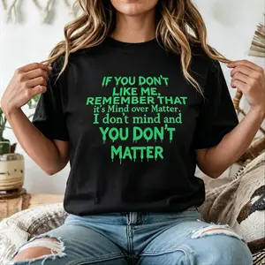 Plus Size Women's Mind Over Matter T shirt with Bold Statement Text for Casual Spring and Summer Wear