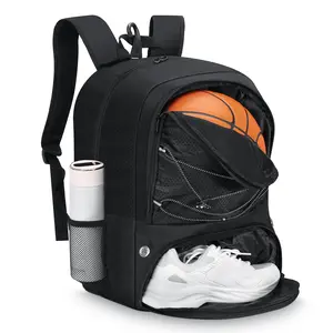 Basketball Bag Backpack, Volleyball Soccer Backpack for Men & Women with Separate Ball and Shoes Compartments, Water-Resistant, Fence Hook, Sports Bag for Clothes, Shoes, Tablets, Laptops