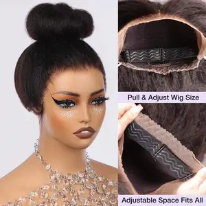 MYLOCKME Hair Pre Cut No Glue Glueless 360 Kinky Straight Wig Brazilian Wear to Go Kinky Straight 360 HD Lace Frontal Wig Yaki Straight Human Hair Wigs