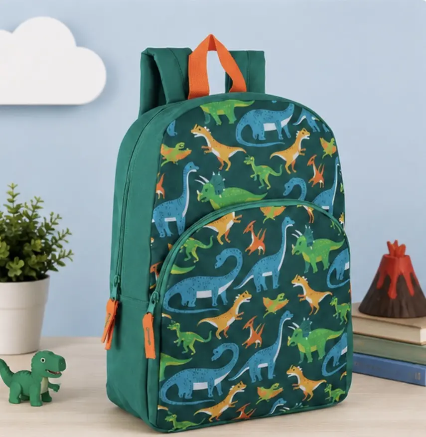 Dinosaur Print Casual Backpack - Lightweight Everyday Day Bag with Zip Pockets