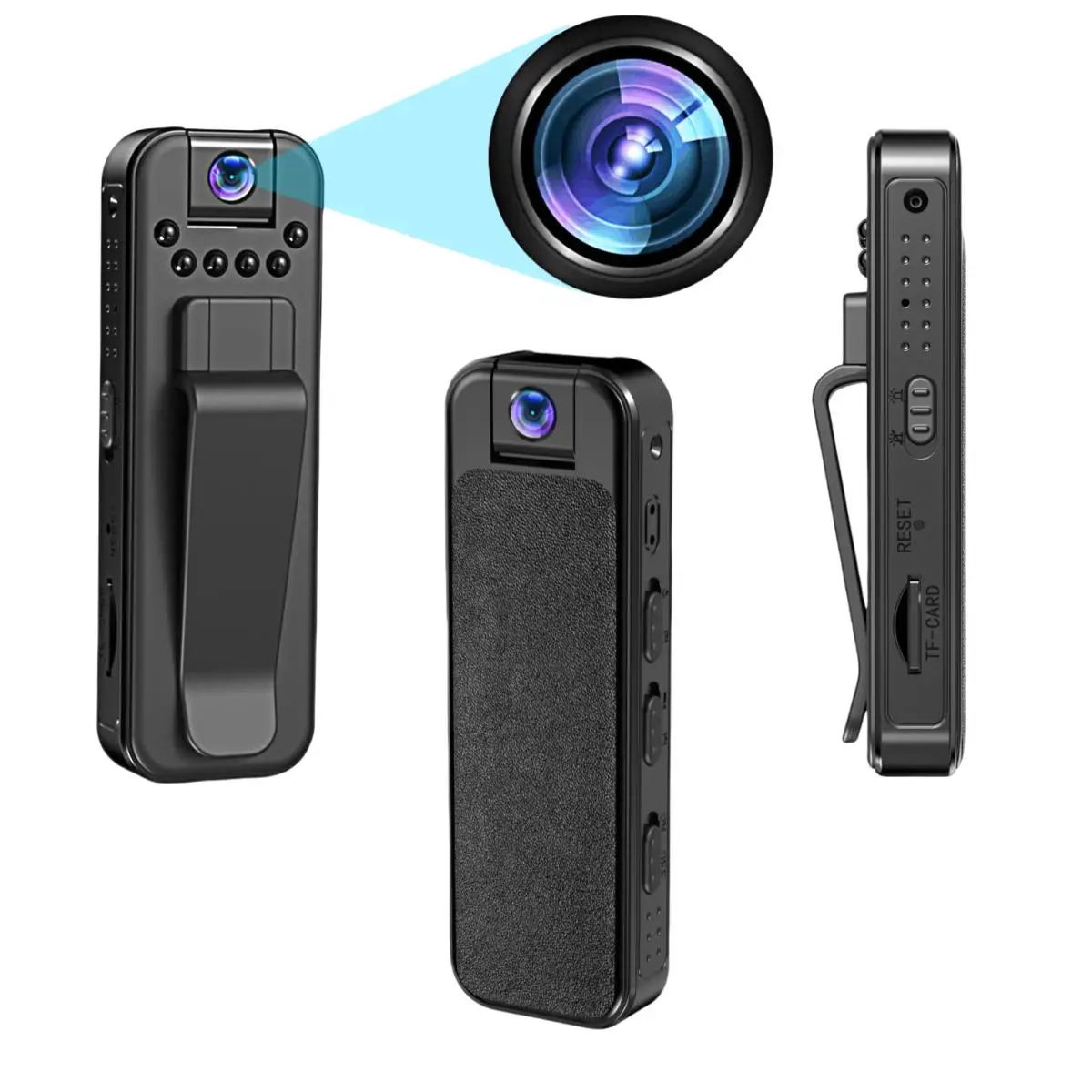3 In 1 All-around Video Recorder, Portable HD Outdoor Sports Camera, Wearable Body Cam with 180° Rotation Lens & IR Night Vision, Digital Camera