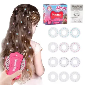 Hair Gem Stamper Kit, Bling Hair Jewels for Girls Toys, Hair Styling Tool with Reusable Shining Diamonds, Birthday Gifts Toys for Girls Ages 3 4 5 6 8-12