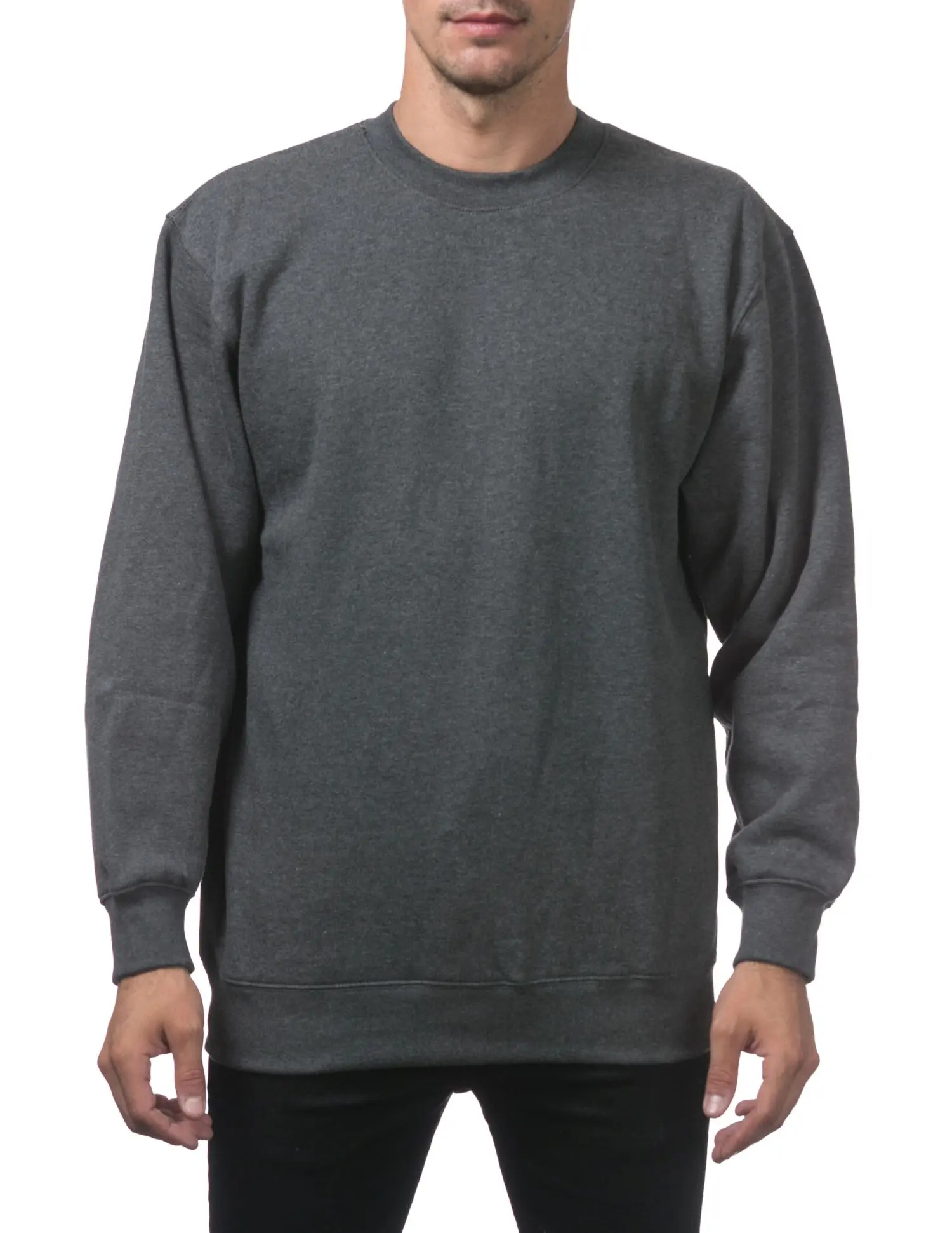 Pro Club Men's Heavyweight Crew Neck Fleece Pullover Sweater - Charcoal - XXL