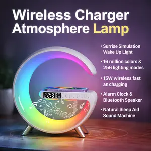 G Shaped LED Lamp Bluetooth Speake Wireless Charger Atmosphere Lamp App Control For Bedroom Home Decor
