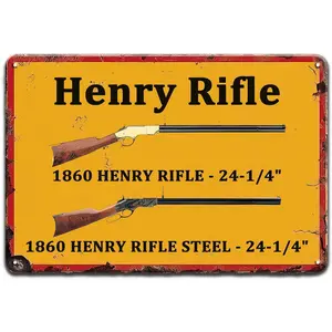 Henry Rifle Vintage Tin Sign Hunting Tin Signs Vintage Metal Plaque Wall Decor for Home Room Farmhouse Garden Yard Bar Pub Man Cave 8 X 12 Inch