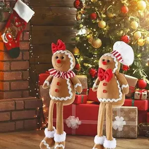 2pcs Christmas Gingerbread Man Plush Decorations, Festive Party Supplies, Perfect Holiday Gifts, Tree Ornaments for Xmas Celebrations