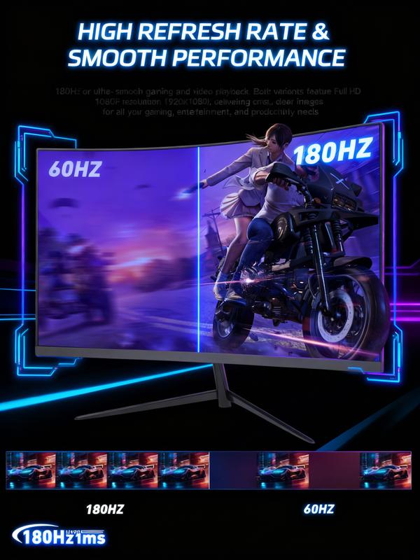 New 180Hz Curved Gaming Monitor for PS5, Xbox & PC  1ms FHD IPS Display | Ultra Smooth FPS, Low Motion Blur, FreeSync