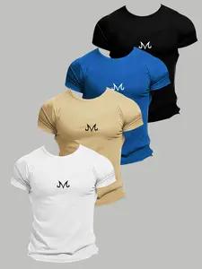 Street Style Cool Short Sleeves, Round Neck, Casual Loose-Fitting, Dark M Letter Print, Muscle Show Design, Unisex, Menswear, All Seasons
