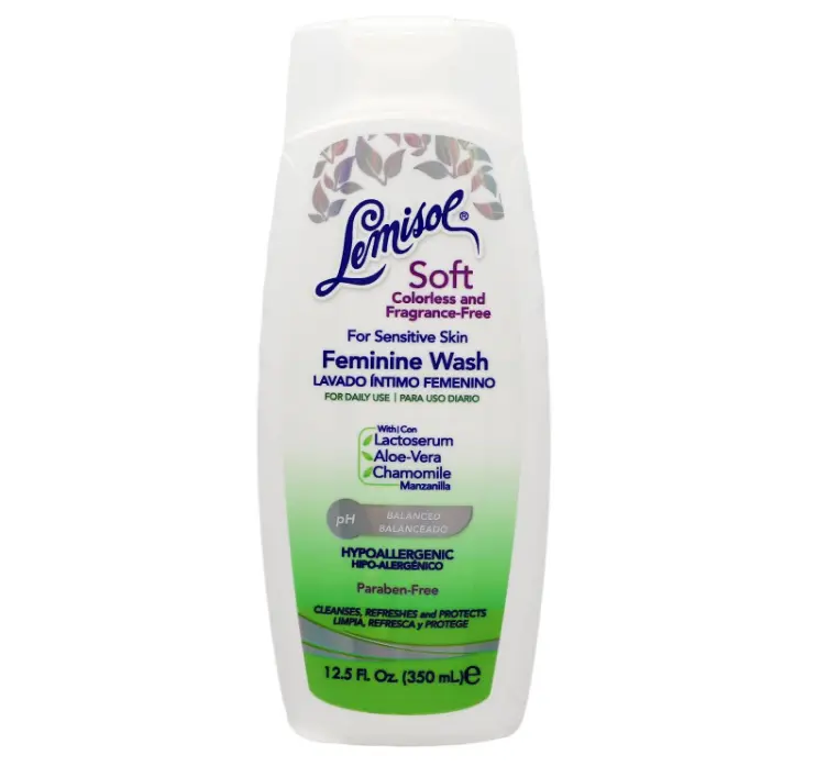 Lemisol Soft Feminine Wash, Fragrance-Free for Sensitive Skin, pH Balanced, Odor Control, 12.5 Fl Oz Bottle (Pack of 1)