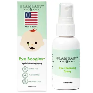 GlamBaby Eye Boogies Eyelid Cleaning Spray 60ml Non-Toxic Sting-Free Wipe-Free Formula for Kids & Adults Paraben-Free Sulfate-Free Fragrance-Free Made in USA