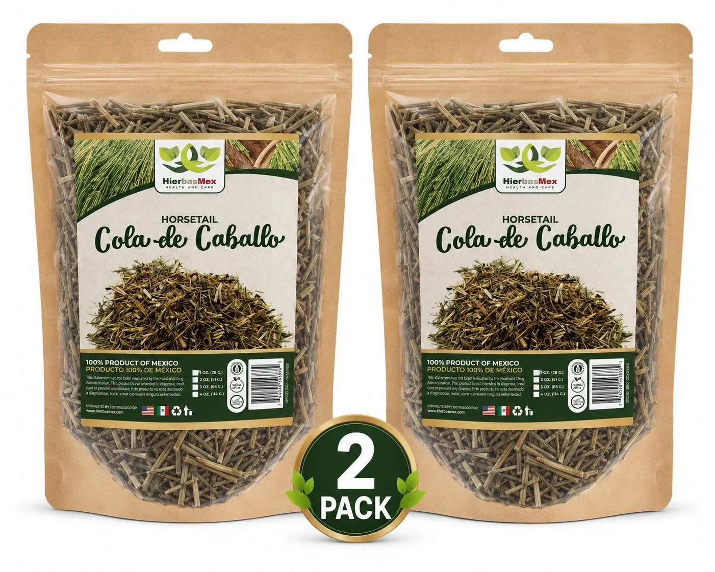 2 Pack Cola de Caballo Horsetail Herb Herbal Te Tea 4 oz.-113g Natural Mexican Herb Hierba Wild Crafted