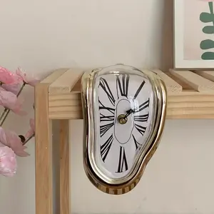 Vintage Minimalist Wall Clock Creative Twist Roman Numeral Clock Home Bedroom Living Room Silent Clock Decor 【Silvery】