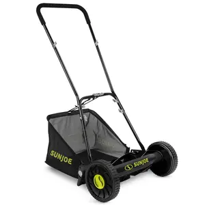 Sun Joe 16" Reel Mower with Grass Catcher and Adjustable Cutting Height, MJ500M