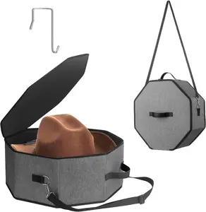 Portable Travel Storage Hat Box, Cowboy Cap Organizer with Handle, Wardrobe Wide-Brimmed Women's Hat Organizer, Multi-Functional Cap Protection Box