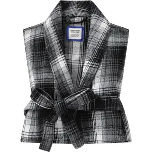 Mens Robe -Soft Microfiber Flannel Bathrobe for Unisex,Scottish Plaid Robe with Shawl Collar Lightweight for Men