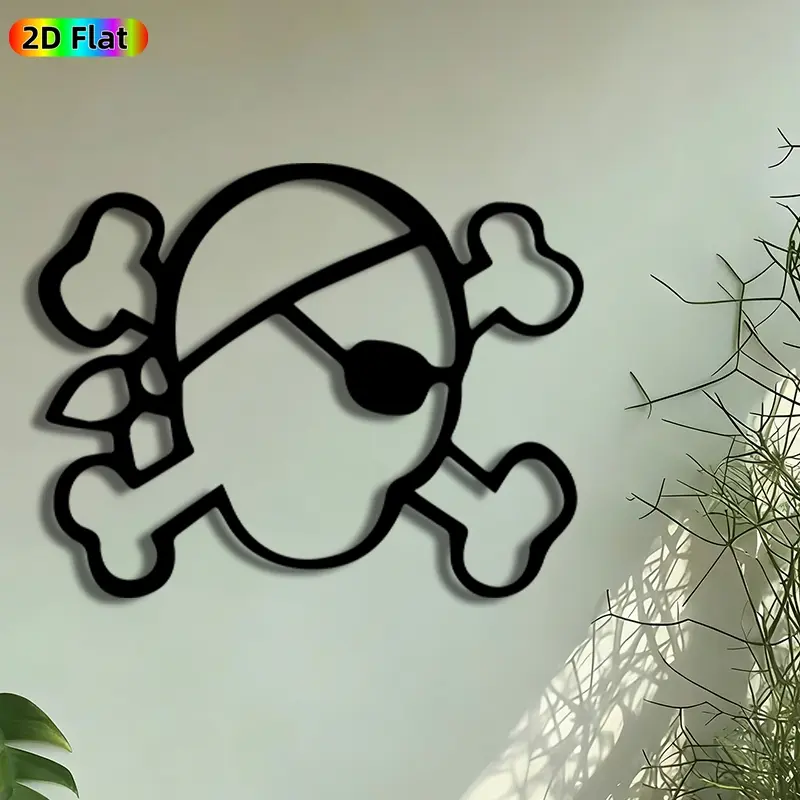 1pc Pirate Skull and Crossbones Metal Wall Art, Jolly Roger Statue Mural, Intricate Craftsmanship, Artistic Metalwork, Perfect for Halloween, Pirate Theme Party Decor, Perfect for Bar Man Cave Patio Wall Decor, Ideal Gift for Nautical Decor Enthusiasts.