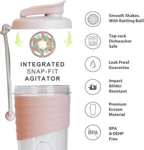 Shaker Bottle - 24 oz Protein Mixer with Whisk Ball, Portable Pre Workout Drink, Includes Whisk Ball for Easy Mixing