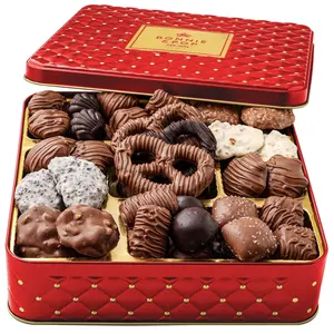 Chocolate Gift – Gourmet Tin with Assorted Chocolates & Caramels in Red Tin Chocolate Gift – Gourmet Tin with Assorted Chocolates & Caramels in Red Tin