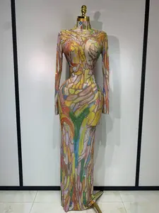 Mariah Sparkly Rhinestone Mesh Jumpsuit – Performance & Nightclub Outfit