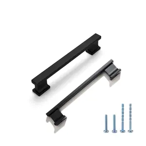 10 Pack 5 Inch (128 mm) Hole Center Matte Black Cabinet Pulls - Solid Zinc Alloy Kitchen Cabinet Handles, Drawer Pulls,Drawer Handle, Wardrobe & Dresser Handles,Cupboard Hardware