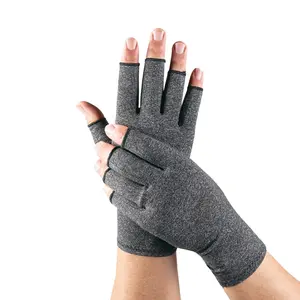 Joint Support Compression Fingerless Gloves — Gray Sports, Fitness Training, and Cycling Gloves