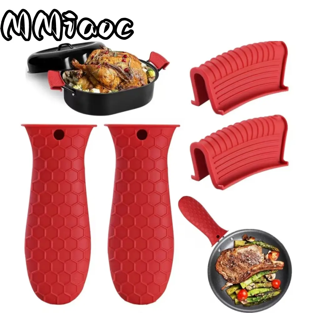 Set of 4 Silicone Heat-Resistant Handle Covers,Heat-Resistant Grip Protectors for Cooking And Camping Pots,And Soup Pots to Prevent Burns ﻿ mom gift,summerwins