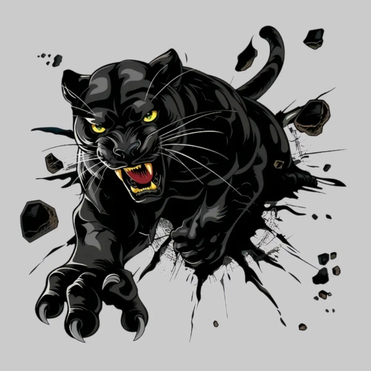 Black Panther Film Stickers - Roaring Design with Yellow Eyes. Waterproof & Durable, Vehicle Exterior Decoration, Decals for Vehicles, Decal for cars, Fits Cars/Motorcycles/Helmets/Laptops, Universal Car Sticker, Truck Car Decal, Car Decals