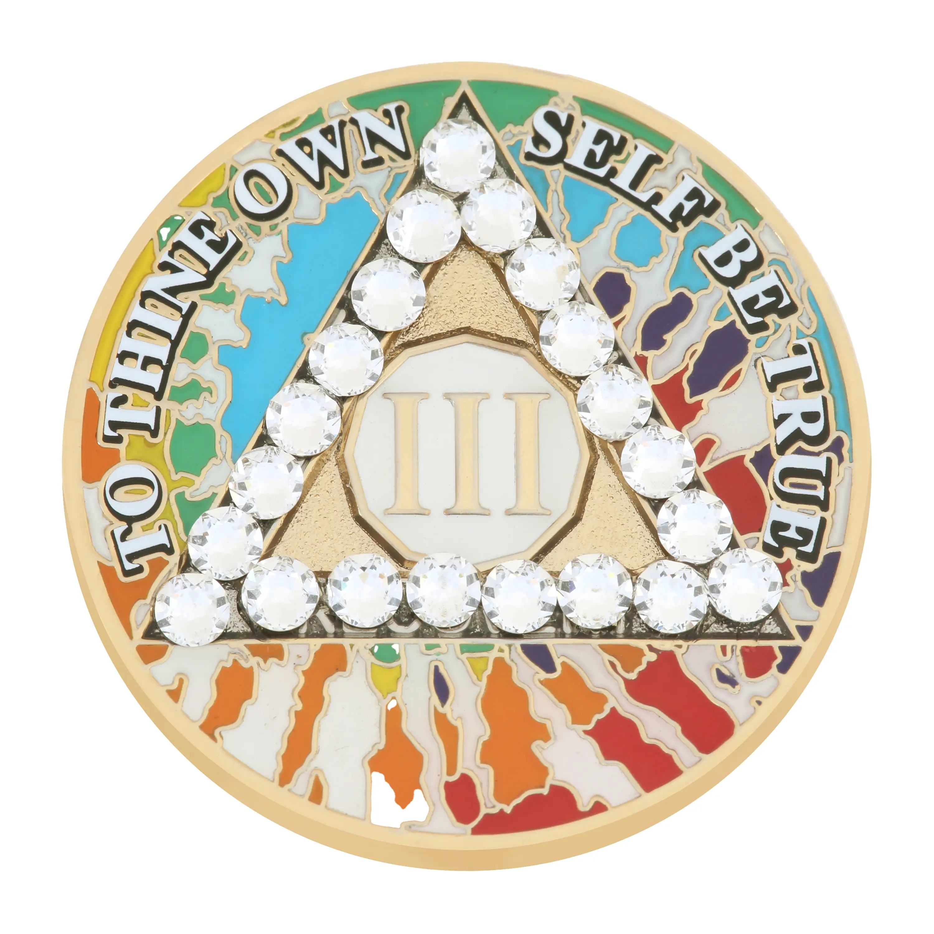 Alcoholics Anonymous New Premium AA Bling Yearly Rainbow Tie-Dye Recovery Medallion LGBT 3dpetergriffinmedallion Gift Crystals