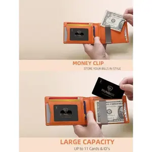 Men's Slim Carbon Fiber Pattern Bifold Wallet with RFID Blocking Money Clip & Multiple Card Slots for Secure Everyday Use