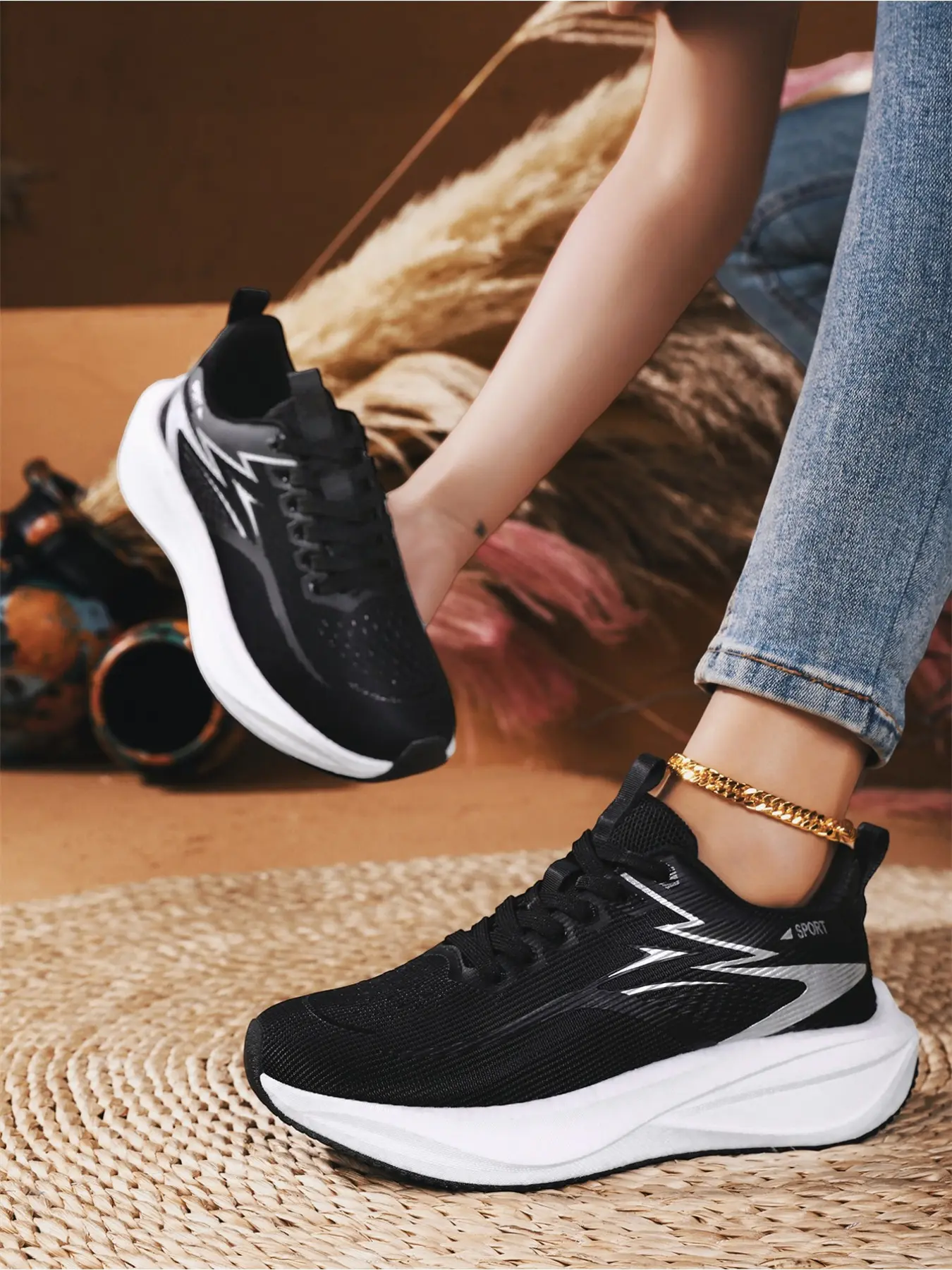 Unisex Breathable Mesh Running Shoes, Running Sports Footwear, Sporty Shoes, for Couples Lightweight Athletic Shoes for Spring and Summer, Plus Sizes 35-45