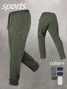 Men's Outdoor Sports Casual Long Pants, Pure Color Fashion Versatile Trousers, Suitable for Hiking and Running, One Piece