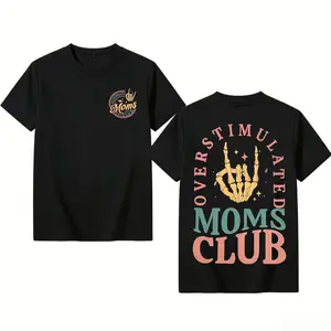 Overstimulated Moms Club Shirt for Women: Mom Shirts Mama Life Shirts Oversized Short Sleeve Clothes Tops