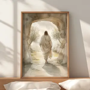Jesus Resurrection Christian Wall Art Print – He Is Risen Easter Painting, Biblical Christian Home Decor