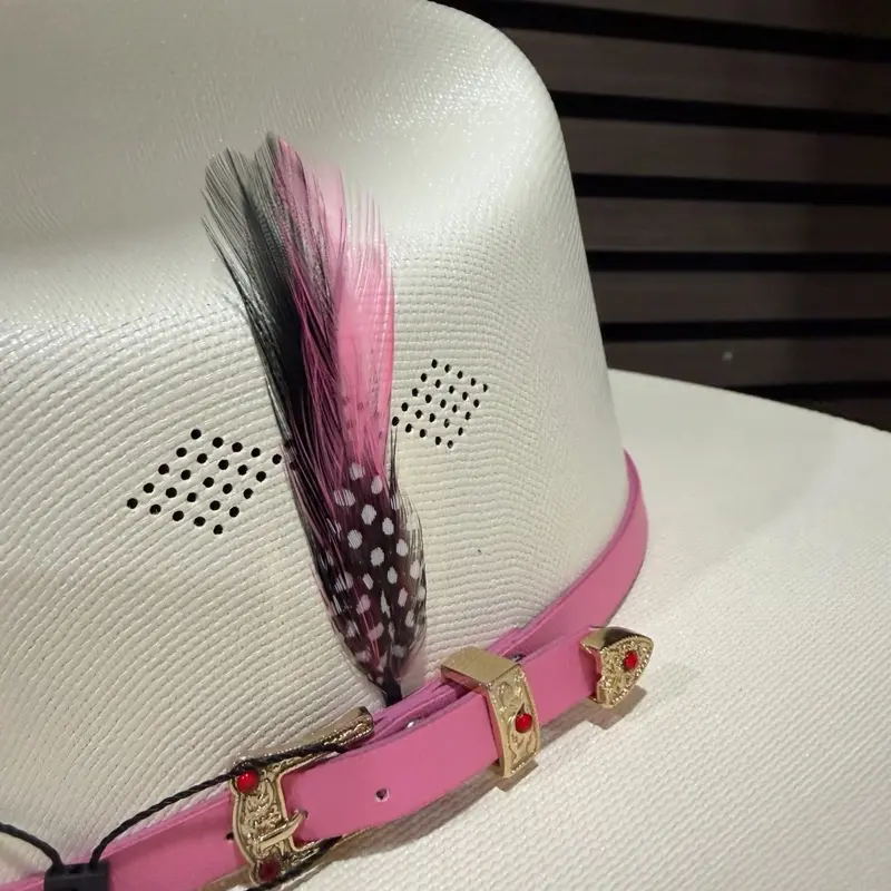 PINK COWBOY HAT FEATHER PINK COWBOY HAT FEATHER