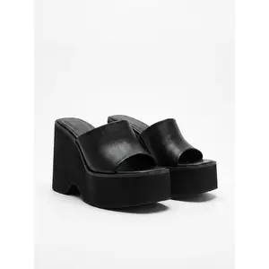 Square Toe Platform Mule Slides