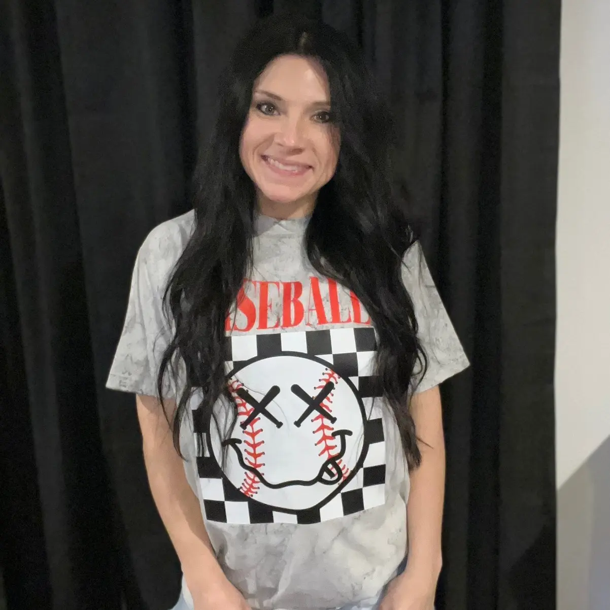 Checkered sport smiley T-shirt