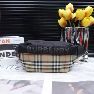 Pre-owned BURBERRY Canvas Belt Bags Plaid Beige Belt Bag T10349120