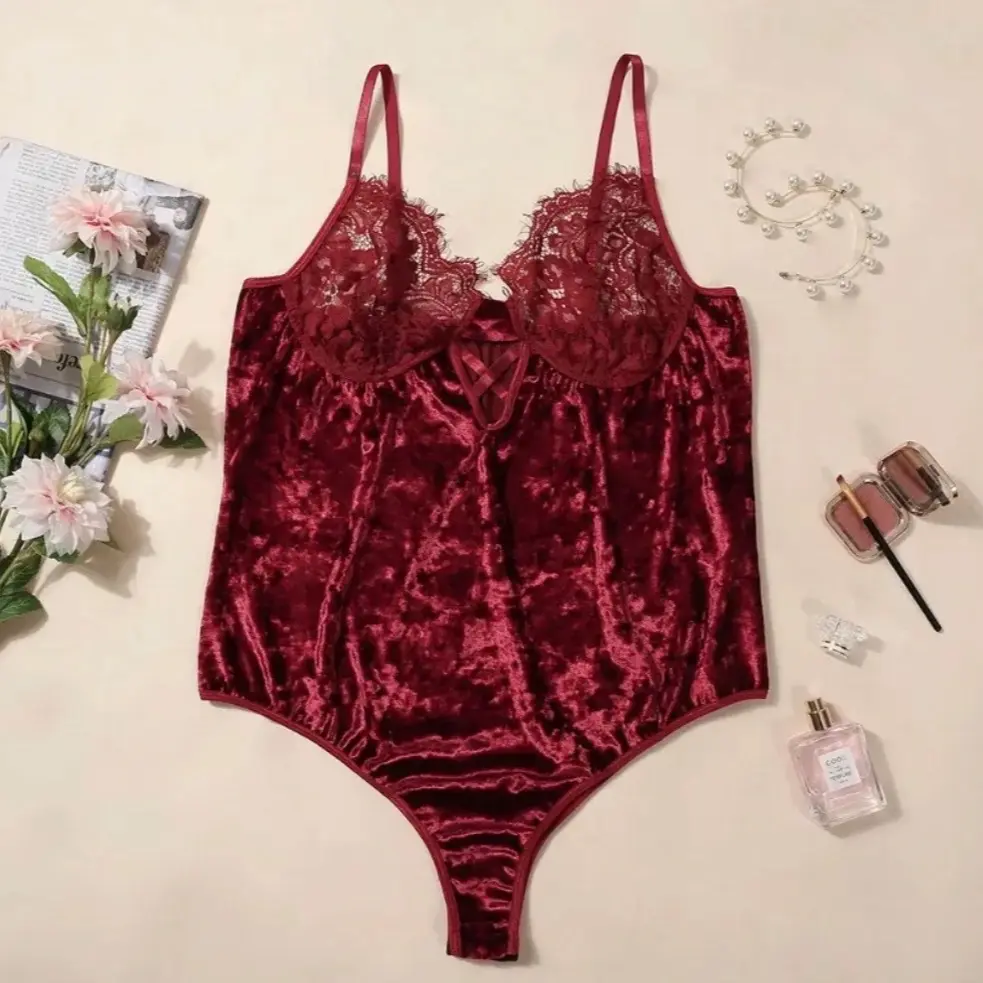 “Red Velvet Cake” One-Piece Body Suit Lingerie Plus Size  Womenswear  Bodysuit  Teddy