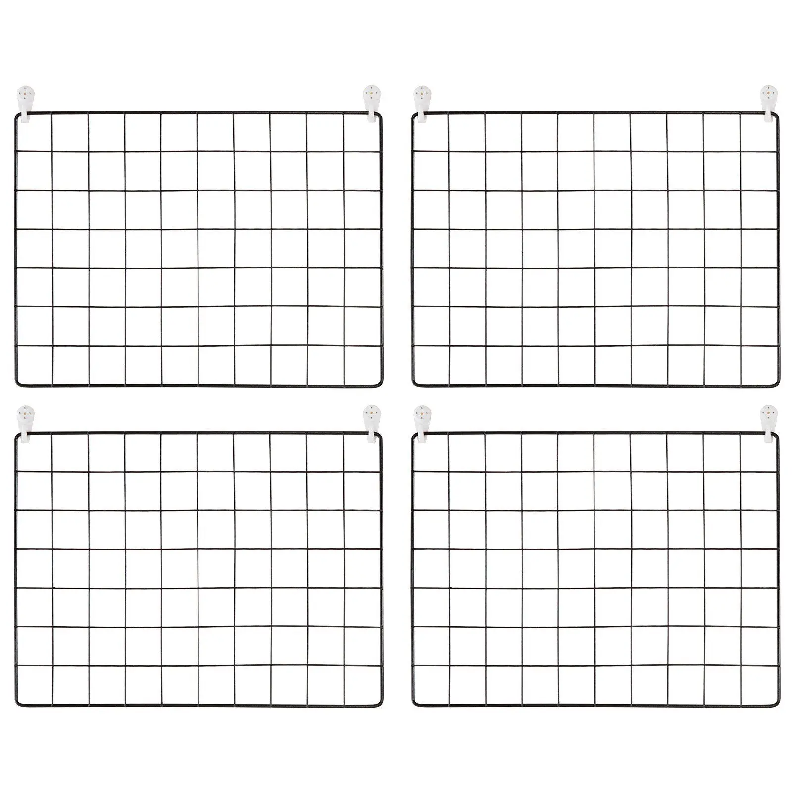 VEVOR Grid Wall Panels, 4 Packs Wire Wall Grid for Photo Pictures Display, Wall Storage Organizer Metal Grid Wall Panel for Home Office Decor with Clips and Hooks, 11.8x15.7 inch