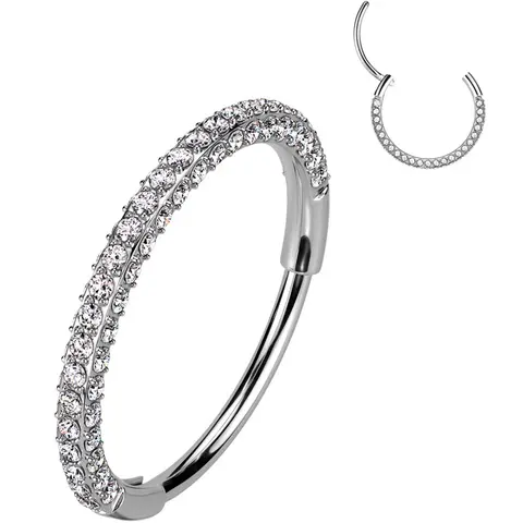 Body Candy 20 Gauge Implant Grade Titanium 3-side CZ Glow Hinged Nose Hoop - 7mm,8mm-9mm,10mm, Nose Piercings Jewelry, Cartilage Conch Fit (Select Size)