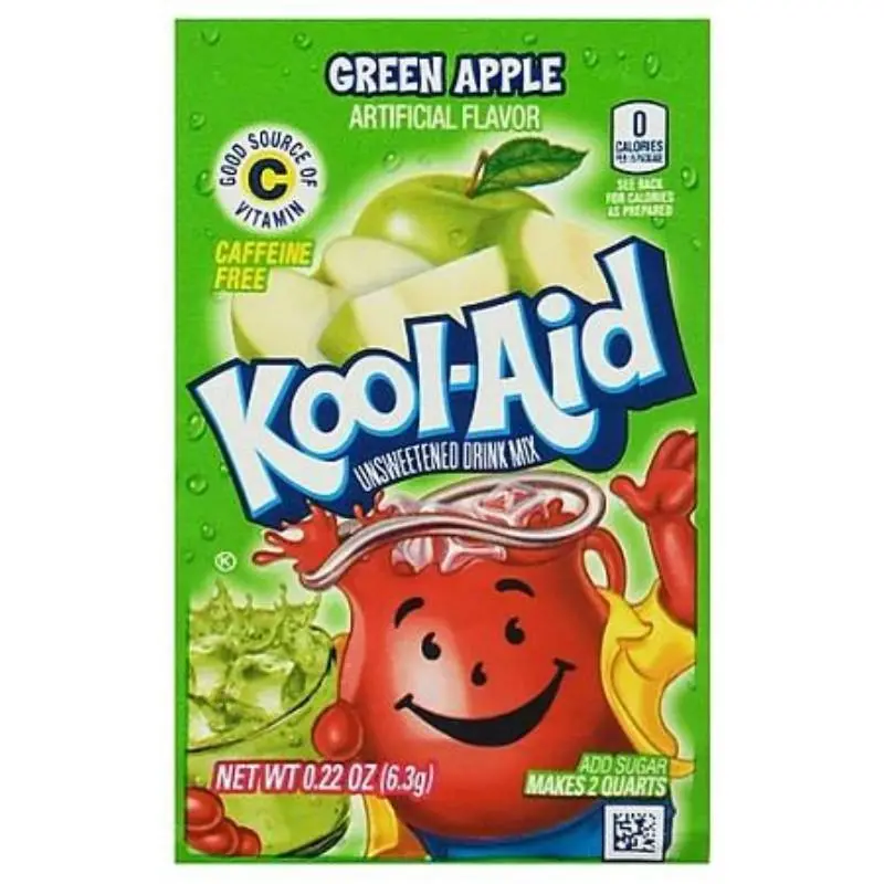 48x Kool-Aid Green Apple Packets - Refreshing Drink Flavoring Powder Bundle