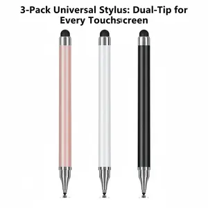 2-in-1 Universal Stylus Pen for Touchscreen Devices with Precision Disc & Rubber Tip Compatible with iOS Android Phones Tablets Ideal for Writing Drawing Note-Taking