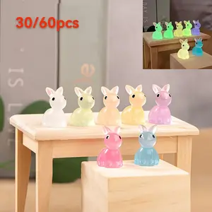 Color mixing colorful mini luminous rabbit doll-luminous resin rabbit model, suitable for gardens, party decoration accessories, DIY crafts, Christmas party decorations and gifts, and random color mixing, Glow In The Dark