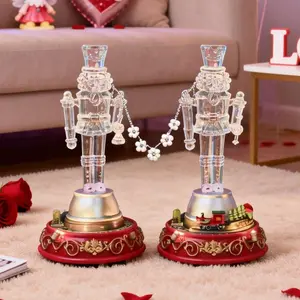 【Necklace Included】The Nutcracker Music Box -Crystal-clear The Nutcracker Gift Box -Romantic Gift for Her in Mother's Day, Weddings, Anniversaries, and Bridal Showers,Christmas and Valentine's Day gifts decoration desk fun statue Acrylic Decorative