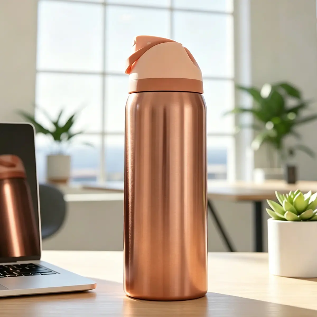 OW(Rose Gold-In Good Company) Double-Drink Outdoor Sports Water Bottle With Straw,32oz/945ml-Features A One-Handed Opening Design,Double-Walled Vacuum Insulation-Washable Drinkware Bottled-4th of july decor-Soccer Gear-Summerwins-camping accessories