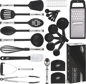 35 PCS Kitchen Utensils Set, Nonstick Heat Resistant Silicone & Stainless Steel Cooking Utensils – Kitchen Gadgets & Home Essentials
