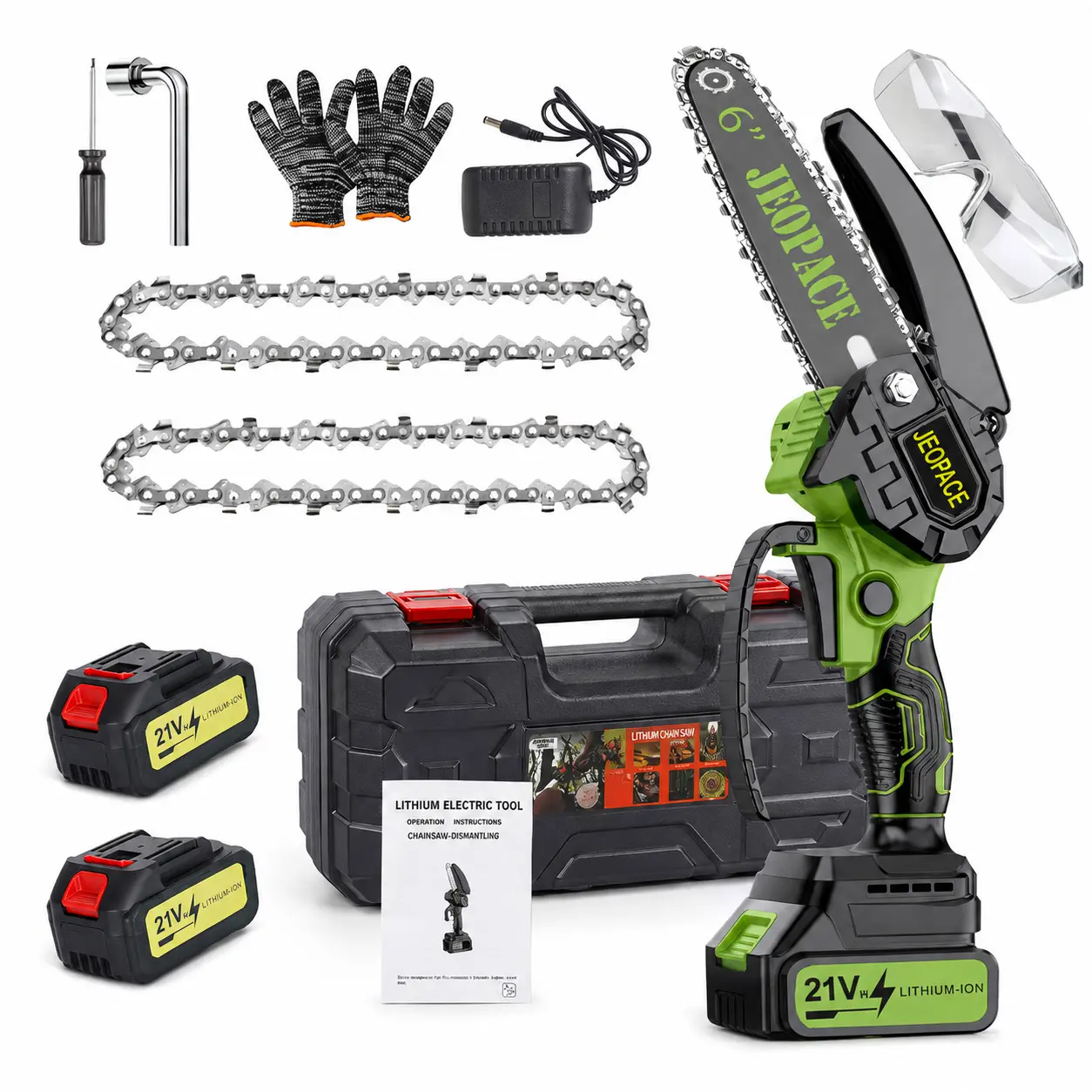 6-Inch Mini Battery-Powered Chainsaw 2-Pack, Upgraded Motor, 1-Handed Electric Wood Cutting Tool for Home & Garden Tree Branches & Firewood, Ideal Christmas & Father’s Day Gift