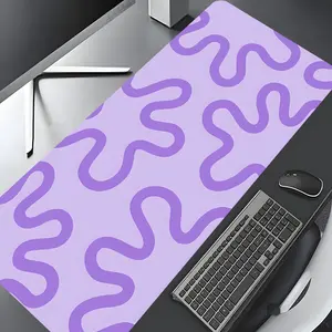 Purple Geometric Abstract Design Large Gaming Mouse Pad, Minimalist Wavy Pattern Desktop Drotection Pad,Washable Rubber Pad Non-Slip Lock Edge Multi-Size Mouse Pad Suitable For Home Office,Good Gift for Family and friends